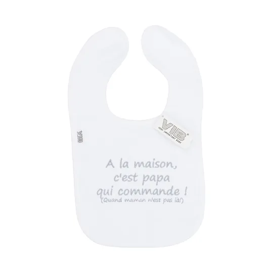 VIB Slabbetje - A la maison, c'est papa qui commande! - Wit/Grijs