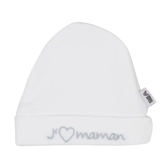 VIB Babymuts Rond - J'adore Maman - Wit/Grijs