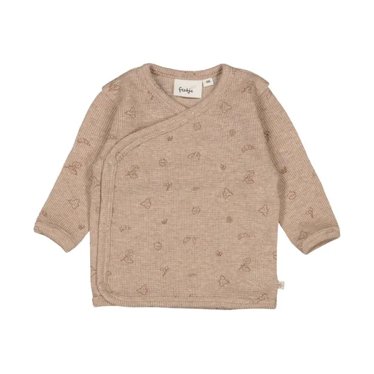 Feetje Fall Favorites Rib Print Overslagshirt - Hazelnoot Melange
