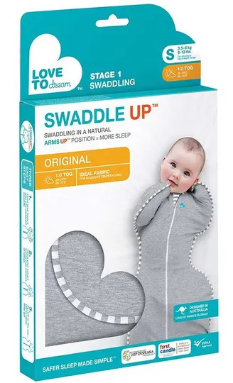Love To Dream SwaddleUp™ Stage 1 Grey Small 1.0 TOG