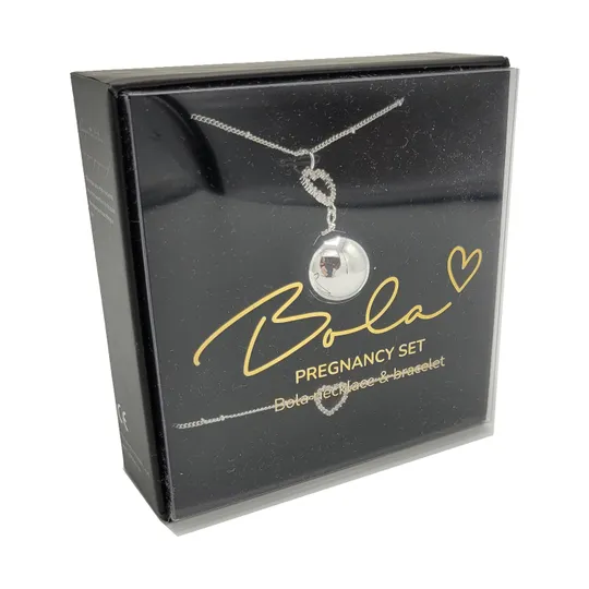 Bola Set Ketting En Armband Crystal Heart Silver Plating