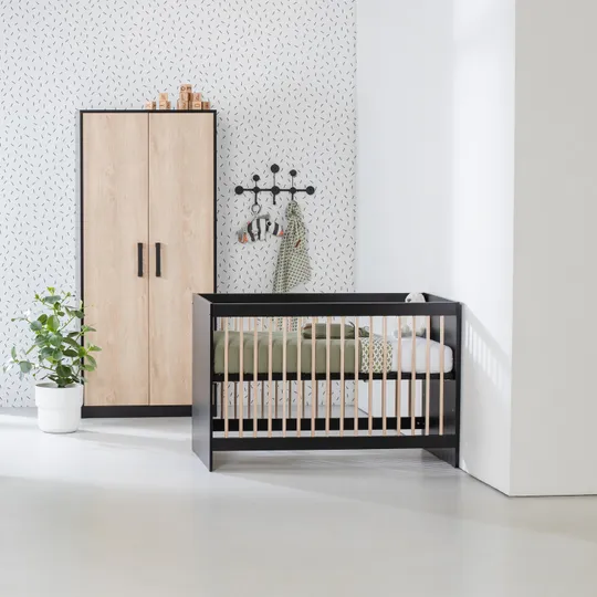 Europe Baby Nova Hanglegkast 2 Deuren - Zwart/Eiken