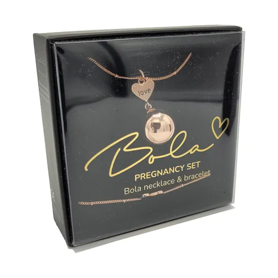 Bola Set Ketting En Armband Heart And Love Engraving Rose Gold Plating