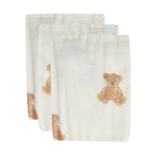 Jollein Washandje Hydrofiel Teddy Bear 3-pack 