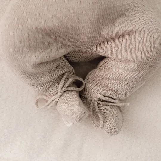 Little Dutch Gebreide Slofjes - Soft Beige Melée