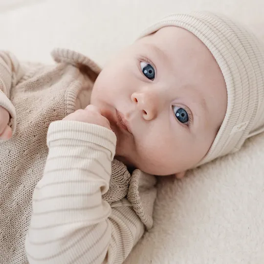 Little Dutch Stripe Lange Mouw Overslag Romper -  Soft Beige