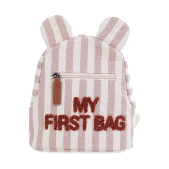 Childhome Rugzak My First Bag Strepen Electric Nude / Terracotta