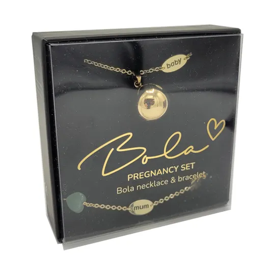 Bola Set Ketting En Armband Stone Beads Mum / Baby Charm Gold Plating