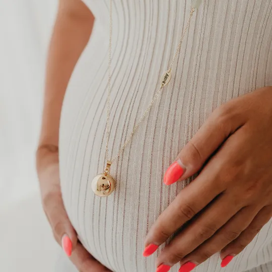 Bola Set Ketting En Armband Stone Beads Mum / Baby Charm Gold Plating